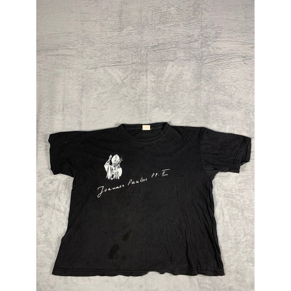 Prisma Pope John Paul II Joannes Paulus PP. T-Shirt XL Black 90s Cotton Used